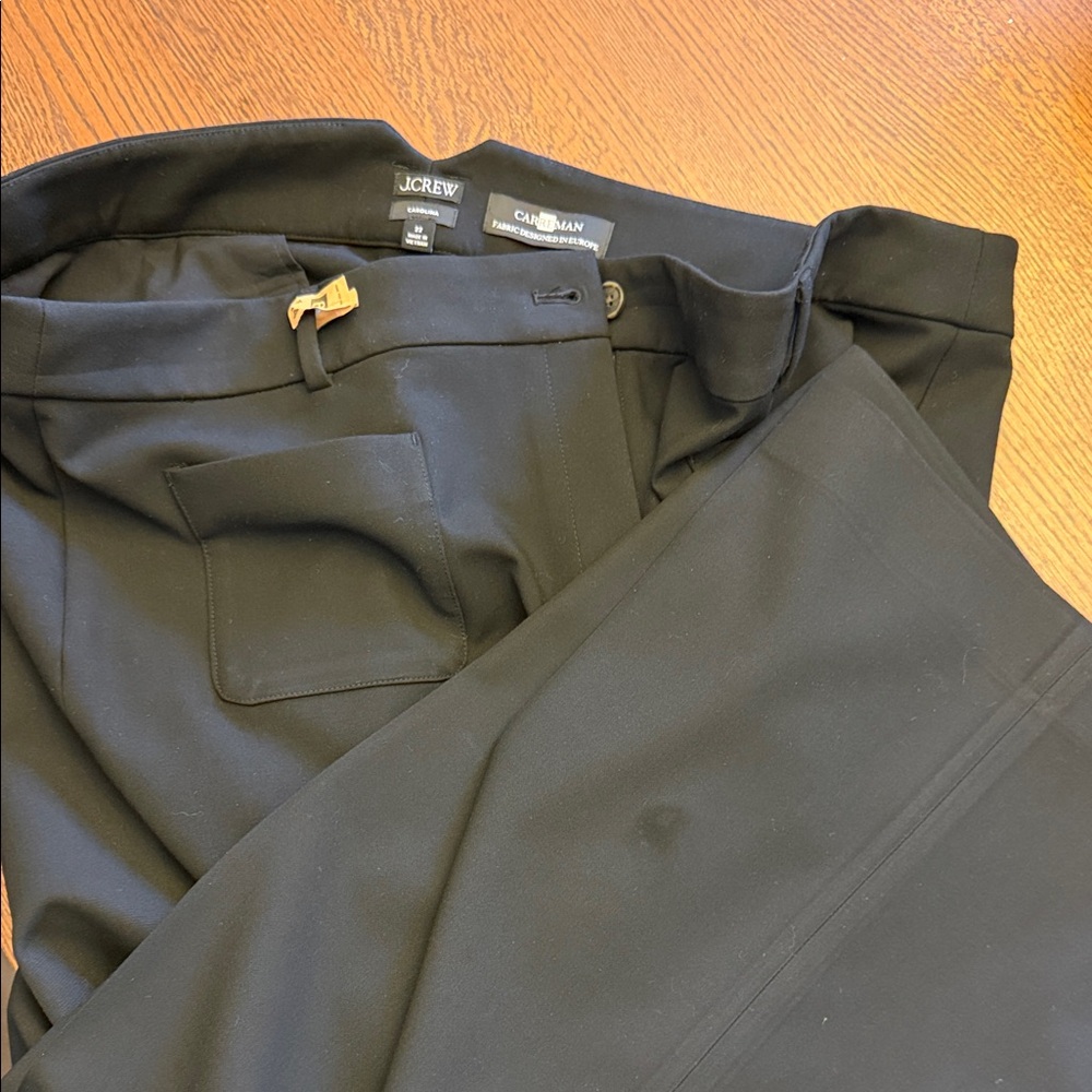 J. Crew Carolina Black Tailored Hook-Waist Dress Pants 22